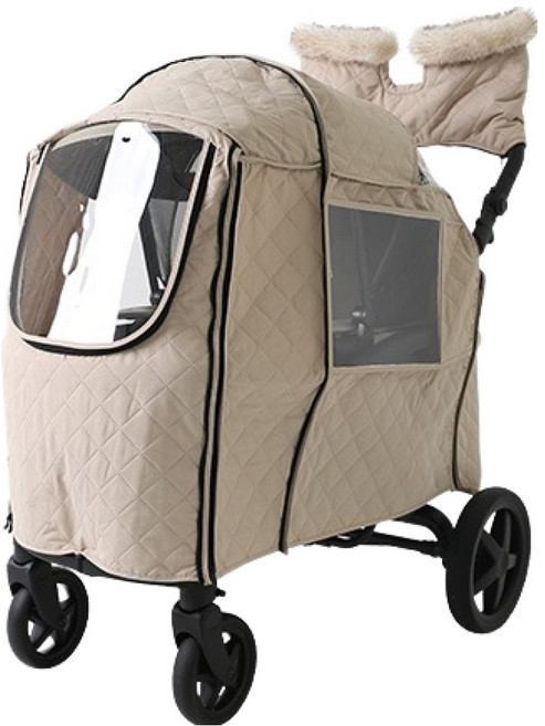 pompolarr 嬰幼兒用 Fleuron F2 嬰兒推車專用保暖套組 防寒罩 + 暖手套組, 米色, 1套