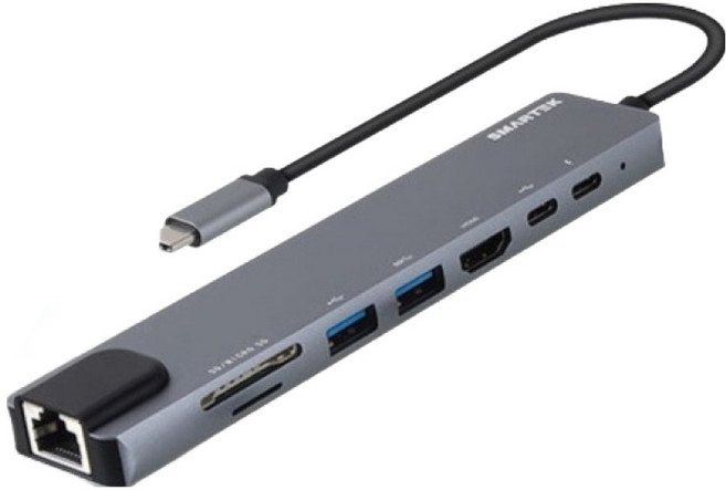 스마텍 C타입 8in1 멀티 허브 ST-AH800, 블랙, 1개