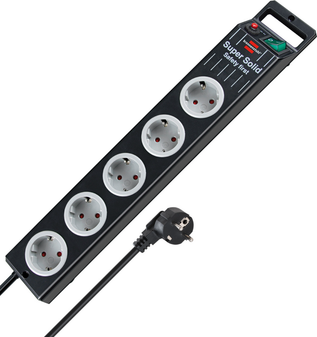 브레넨스툴 수퍼솔리드 멀티탭 5구, 2.5m, 블랙, 1개