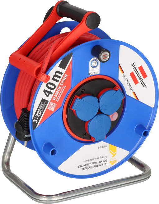 brennenstuhl BRETECH 防纏繞 IP44 電纜捲盤 3孔 1208930007, 藍色, 1個, 40m