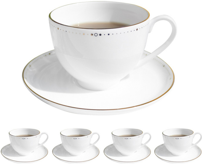 한국도자기 본차이나 위시스 커피잔 + 받침 세트, 골드, 5세트