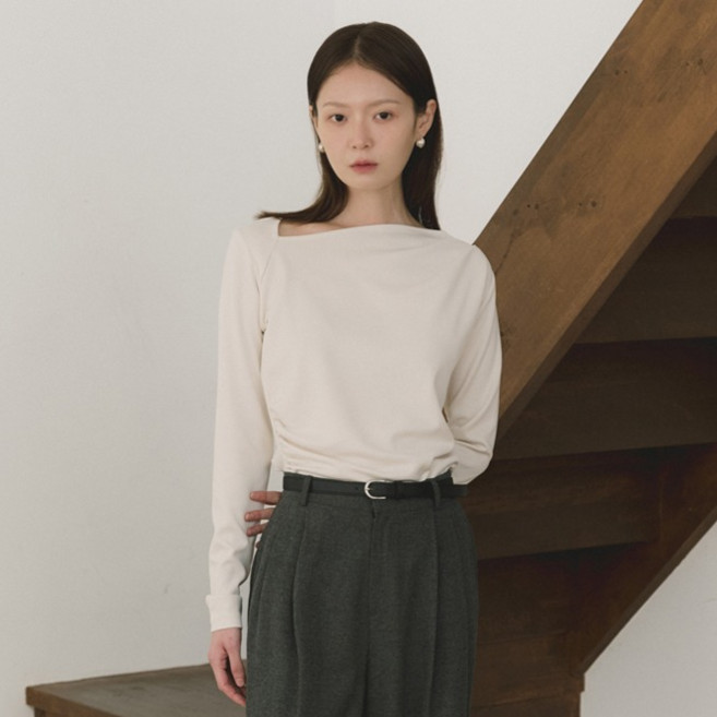 리올그 여성용 콕 언밸런스드 드레이프 티셔츠