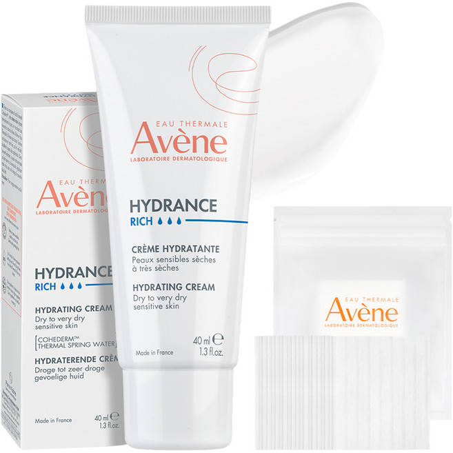 아벤느 이드랑스 하이드레이팅 리치 보습 크림 40ml + 화장솜 20p 세트, 1세트