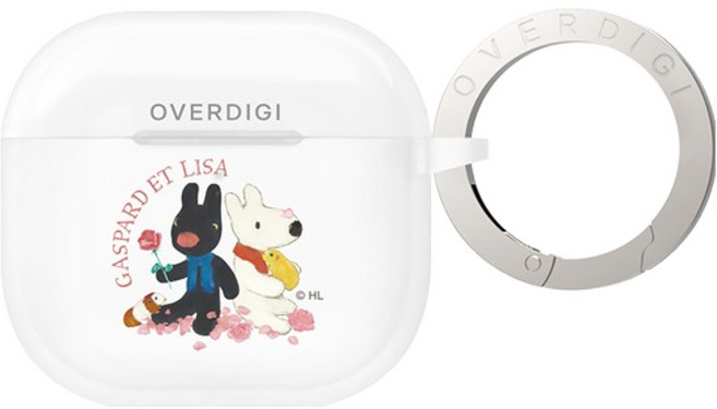 OVERDIGI 麗莎和卡斯柏 磨砂保護殼 附扣環 Hazy AirPods 4, GL 花落繽紛, 1個