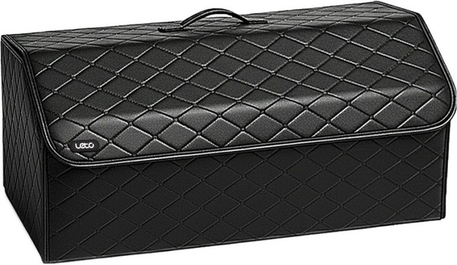 레토 가죽 트렁크 정리함, 블랙 + 블랙