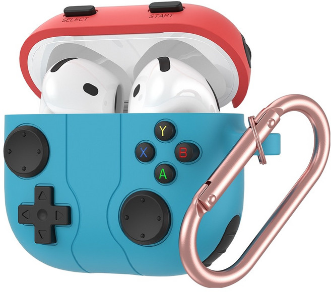 彩虹遊戲機造型軟式AirPods保護殼 AirPods 4代, 紅藍色, 1個, 單一商品