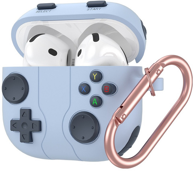 彩虹遊戲機造型軟式AirPods保護殼 AirPods 3代, 天藍色, 1個, 單一商品
