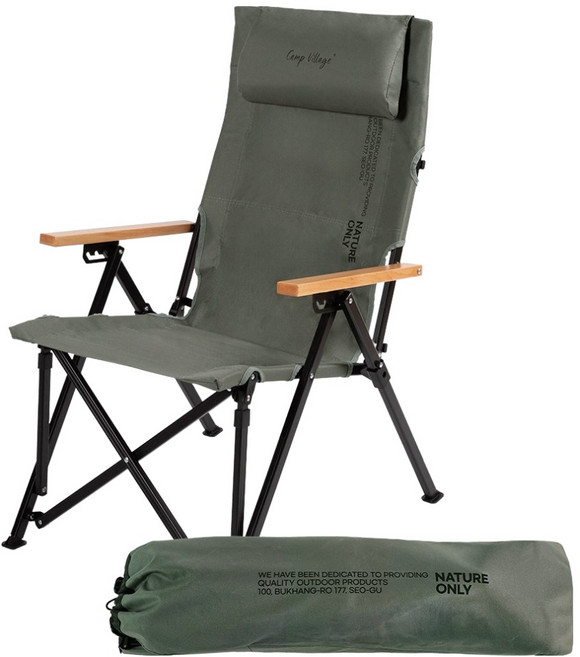 CAMP VILLAGE 露營釣魚4段角度調節折疊式可躺休閒椅, 灰色, 1個