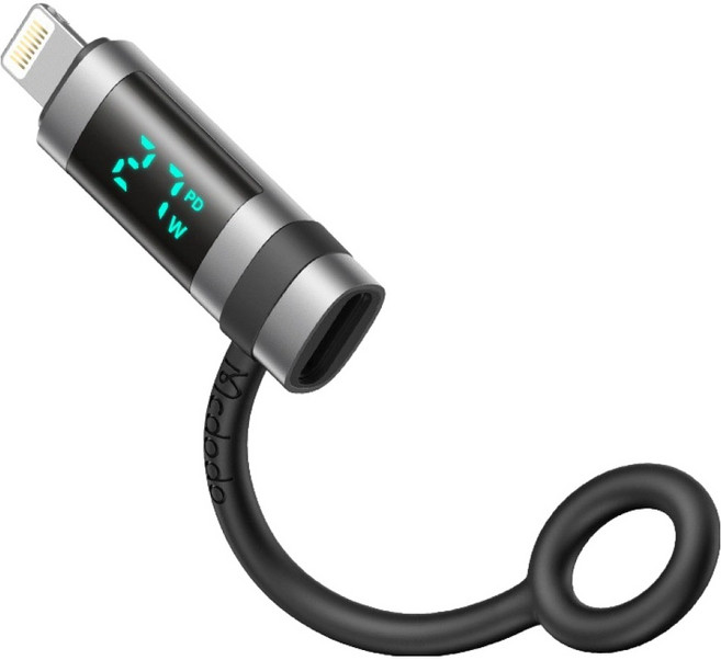 맥도도 C타입-8핀 포터블 충전속도 디스플레이 젠더 OT-2610, 1개, 블랙, 39.3mm