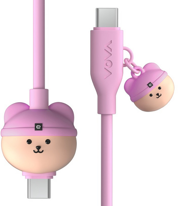 보바 어프어프 C타입-C타입 60W 초고속 케이블, 1개, 코비 핑크, 1.2m