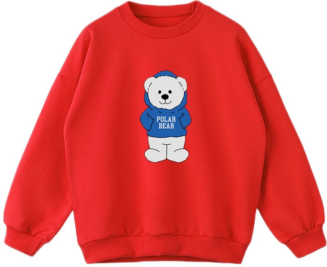 제니키즈 오버핏 기모 폴라베어 맨투맨 JN5040M