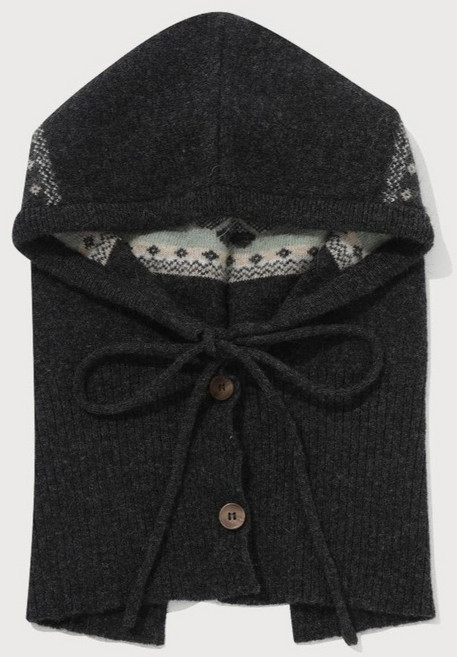 COVERNAT WOMAN 女款幸運草愛心提花安哥拉毛巴拉克拉法帽