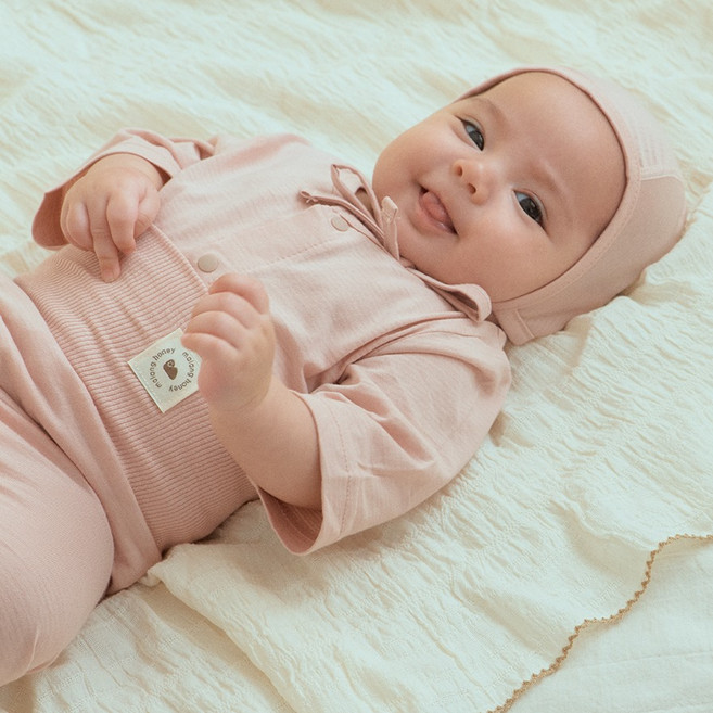 말랑하니 유아용 배앓이 방지 밤부라이트 7부 실내복 상하의 세트