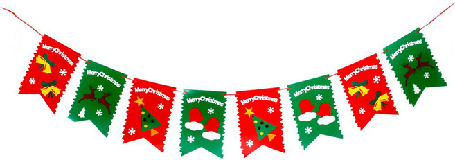 半島良品 聖誕裝飾佈置掛旗拉旗, 魚尾紅綠款, 1個