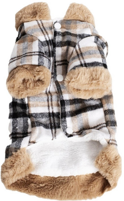 QIDINA 帥氣羊羔絨格紋保暖寵物衣 1TL, 格紋, 1個