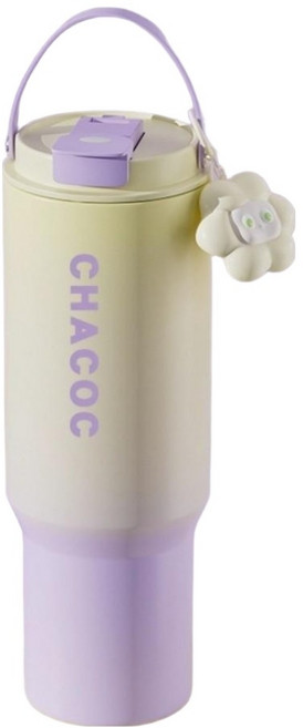 Couselect 女生簡約隨身高顏值保溫杯 不鏽鋼水杯 大容量花茶杯 學生隨行, 1個, 漸變紫, 900ml