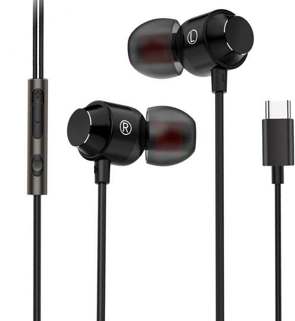 DTAudio 聆翔 重低音 磁吸線控耳機 Type-c, K9, 黑色