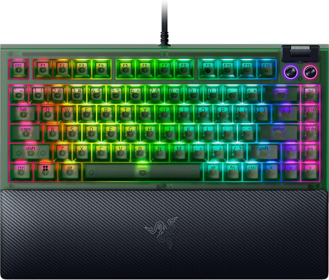 RAZER 雷蛇 黑寡婦蜘幻彩版 V4 75%, 幻影綠, RZ03-05003300-R3M1, Razer 機械軸（觸感式）