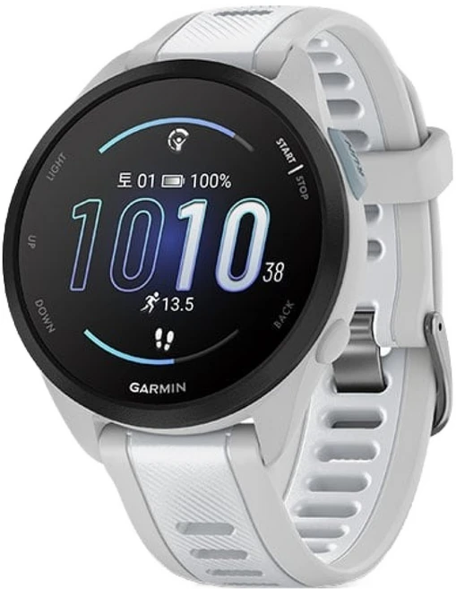 가민 포러너 165 러닝 GPS 스마트워치, 미스트그레이 + 화이트스톤, 3.04cm, GPS + 블루투스 - 쿠팡