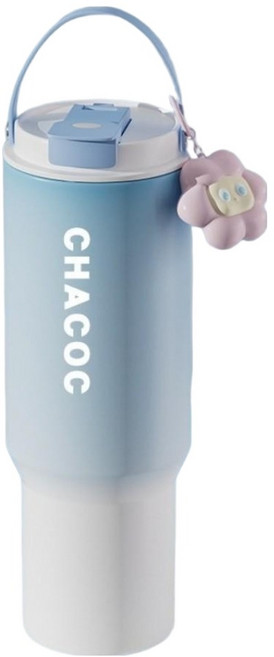 Couselect 高顏值保溫杯 不鏽鋼水杯 大容量花茶杯 學生隨行 女生簡約隨身保溫杯, 1個, 漸變藍, 900ml