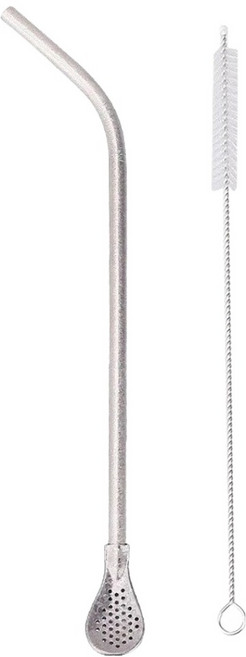 TEMPEST 純鈦吸管勺 + 吸管刷 6.3 x 242mm 鈦晶銀, 1套, 1套