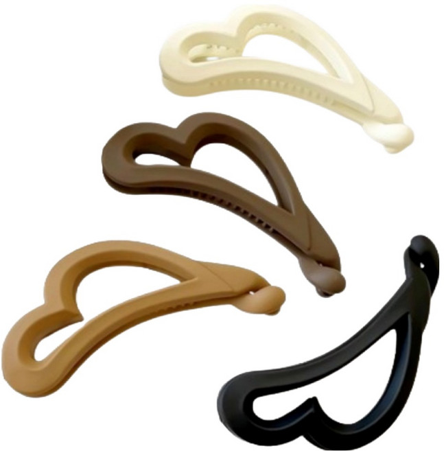 언니고무줄 여성 하트 헤어 바나나핀 4종 세트