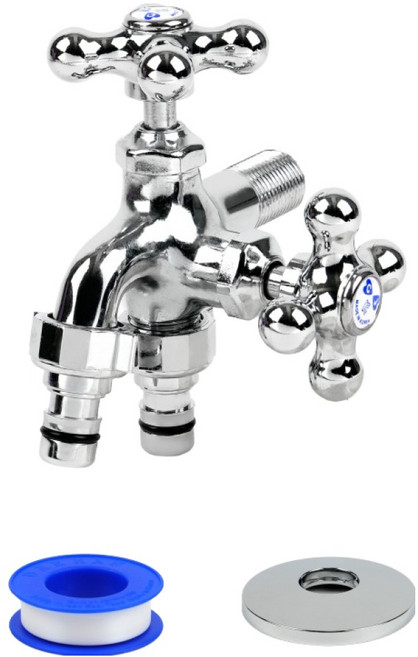 두진 바스 욕실 세탁기 전용 분리형 두갈래 수도꼭지 냉수 커플링타입, 1개