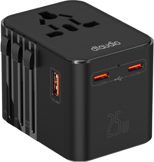 DTAudio 萬國旅行充, 黑色, 1個