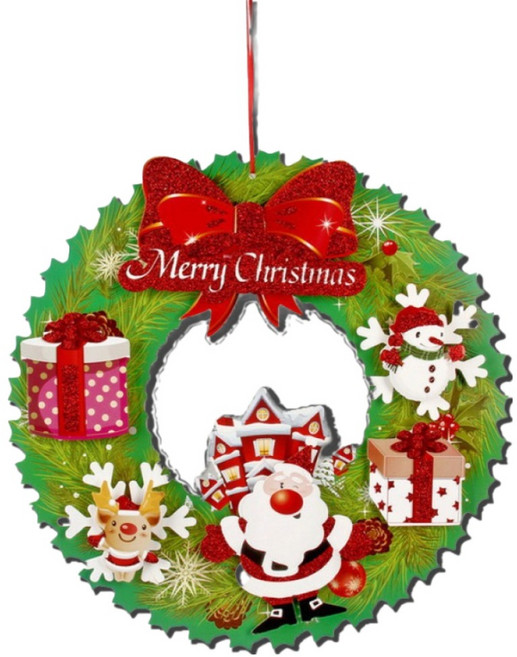 FANCY LIFE 聖誕花環掛飾, 大蝴蝶結&麋鹿, 1個