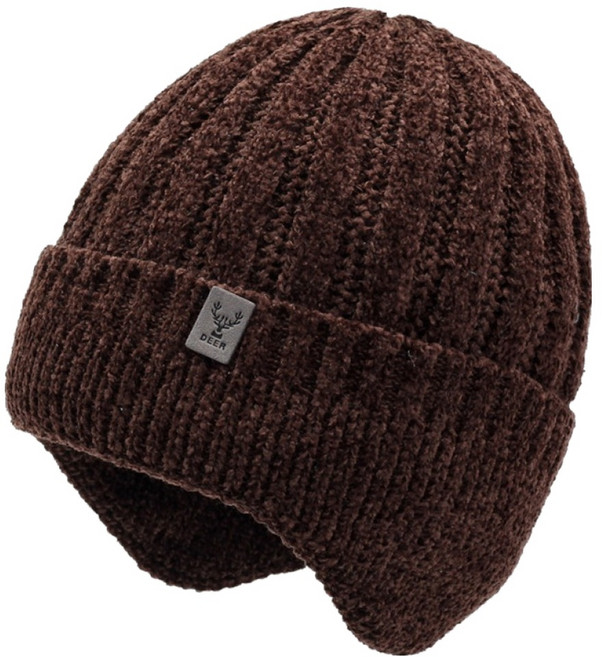 따봉오빠 안감 기모 귀마개 니트 스키 모자 JNHA2191, 브라운, 1개