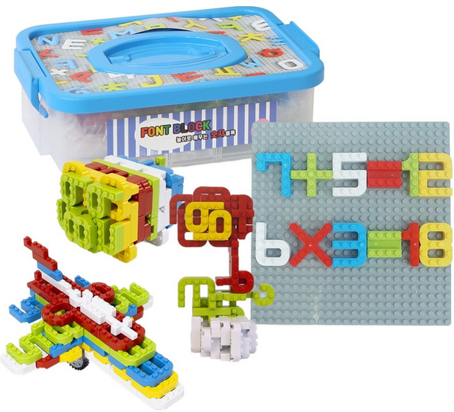 플라팜 숫자 글자블럭 스타트패키지 + 레고판 24 x 24 mm 세트, 혼합색상, 1세트