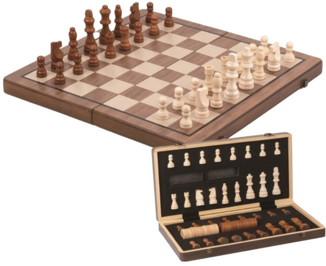 ASTRUM 送禮用 家庭原木折疊式磁吸高級西洋棋棋盤組, 棕色, 1套