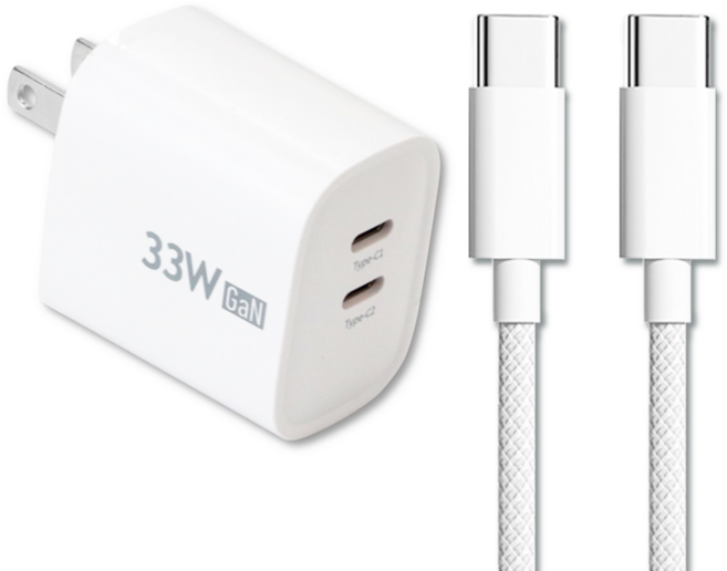 DTAudio 聆翔 氮化鎵33W 充電器 + iPhone17快充線 1m, 白色, 1個