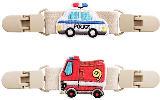 理享家 幼稚園手帕夾2件組, 消防車 + 警車, 1套