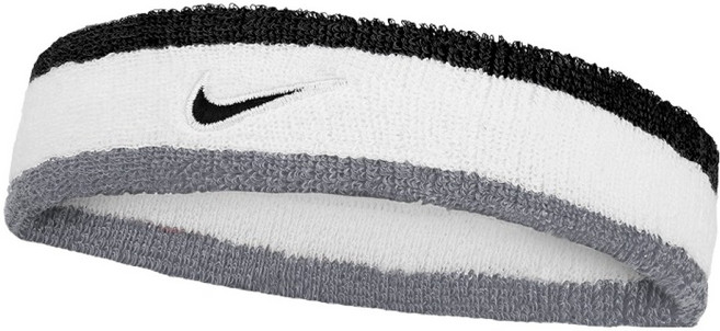 NIKE 耐吉 SWOOSH CLASSIC 頭帶 N1012407122OS, 黑色 + 白色 + 灰色, 1個
