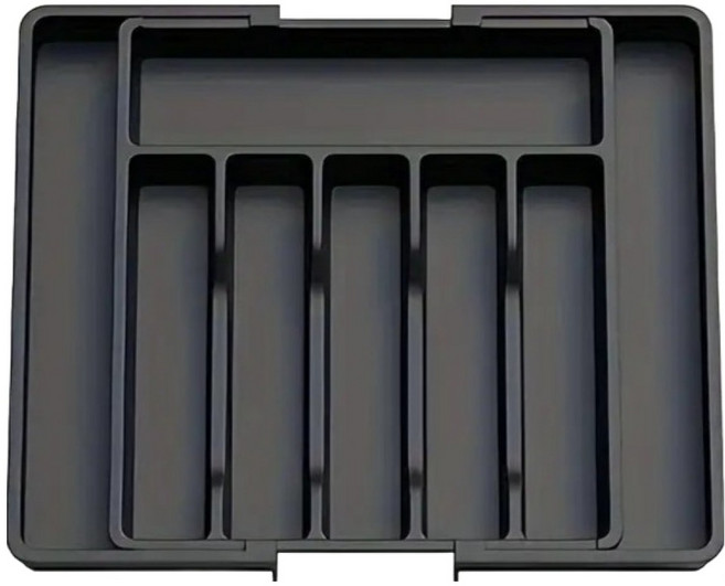 유인지화 모던 확장형 칼 수저 식기 대용량 정리박스, 1개, 블랙