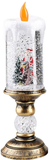 YUNMI 聖誕裝飾氛圍水晶燈 耶誕節蠟燭小夜燈 自動飄雪音樂盒 交換禮物/場景佈置/聖誕禮物, 高款聖誕老人, 1個