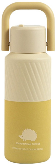 스칸디나비안포레스트 원터치 빅핸들 304 스텐 보온보냉 텀블러, 1개, 400ml, 머스타드옐로우