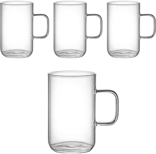 애스크제이 내열유리 머그컵 500ml, 투명, 4개