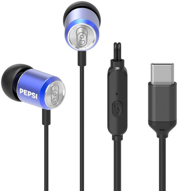 펩시 C타입 커널형 알루미늄 줄꼬임 방지 유선 이어폰 PEP-CEG2 블루