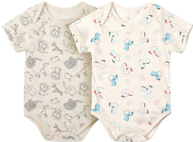 위드오가닉 신생아용 오가닉 여름 바디수트 2종 세트