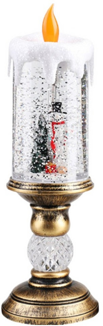 YUNMI 聖誕裝飾氛圍水晶燈 耶誕節蠟燭小夜燈 自動飄雪音樂盒 交換禮物/場景佈置/聖誕禮物, 雪人蠟燭, 1個