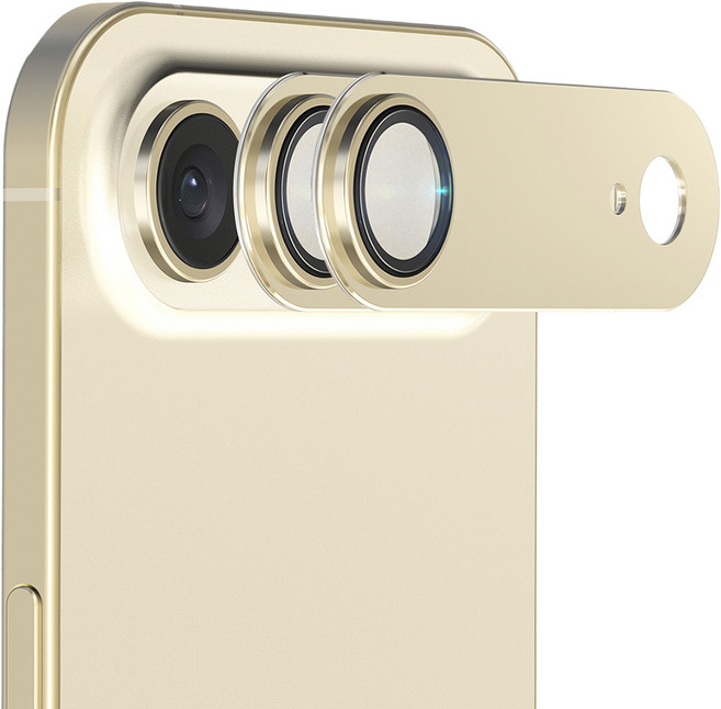 Mobilnjoy 防眩光鋼化玻璃金屬環一體式手機相機鏡頭保護貼 金色 2入組, 1套