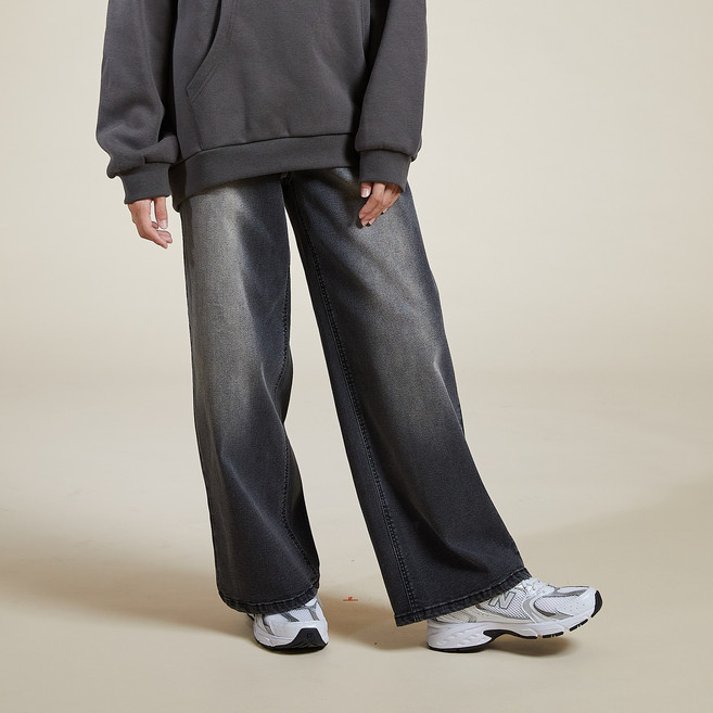 JCB 兒童款貓抓紋寬版刷毛牛仔褲 U742