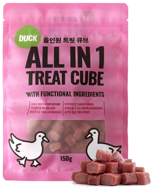 야아부르니 강아지 간식 올인원 노즈워크 져키 트릿 큐브, 150g, 1개, 오리