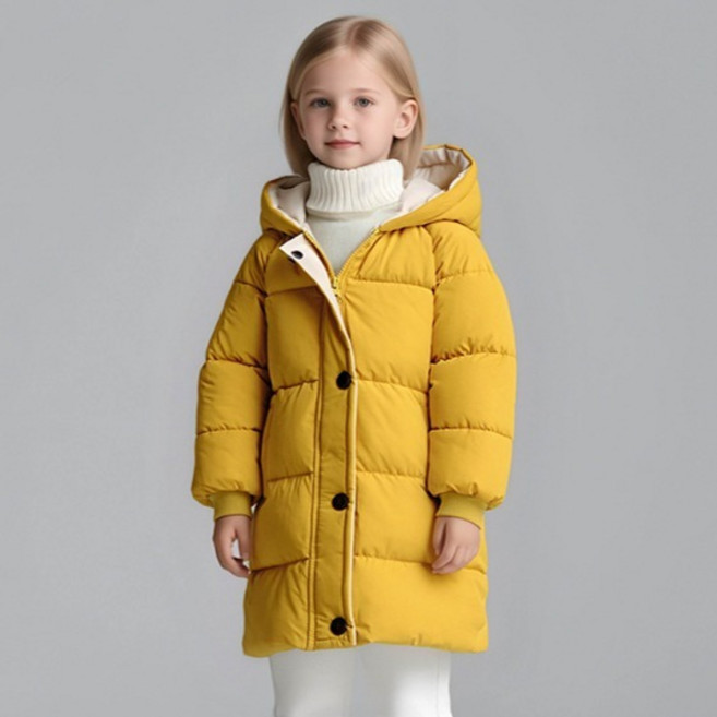 조이멀티 후드 배색 롱패딩 점퍼