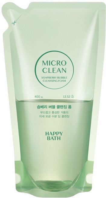 해피바스 마이크로 클린 솝베리 버블 클렌징폼 리필, 1개, 400ml