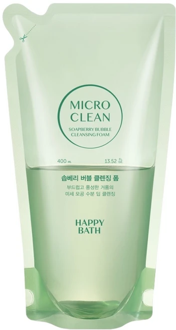 해피바스 마이크로 클린 솝베리 버블 클렌징폼 리필, 1개, 400ml - 쿠팡
