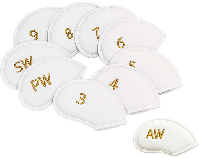 Holida 골프 아이언 가죽 골프채커버 10종 세트, 화이트, 1세트