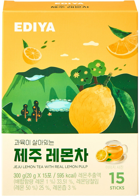 이디야 과육이 살아있는 제주 레몬차, 20g, 15개